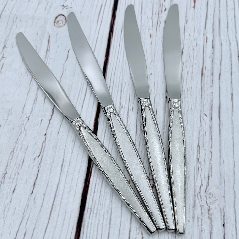 Oneida Venetia Stainless Steel Dinner Knives Set of 4 Mid Century Modern 9 inch
